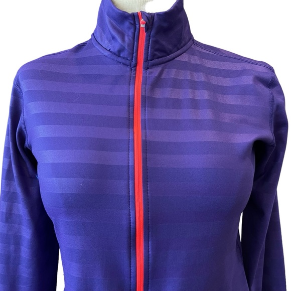 NIKE PRO DRI-FIT PURPLE STRIPE QUARTER ZIP TOP LONG SLEEVE ACTIVE WEAR RUNNING - Picture 3 of 9